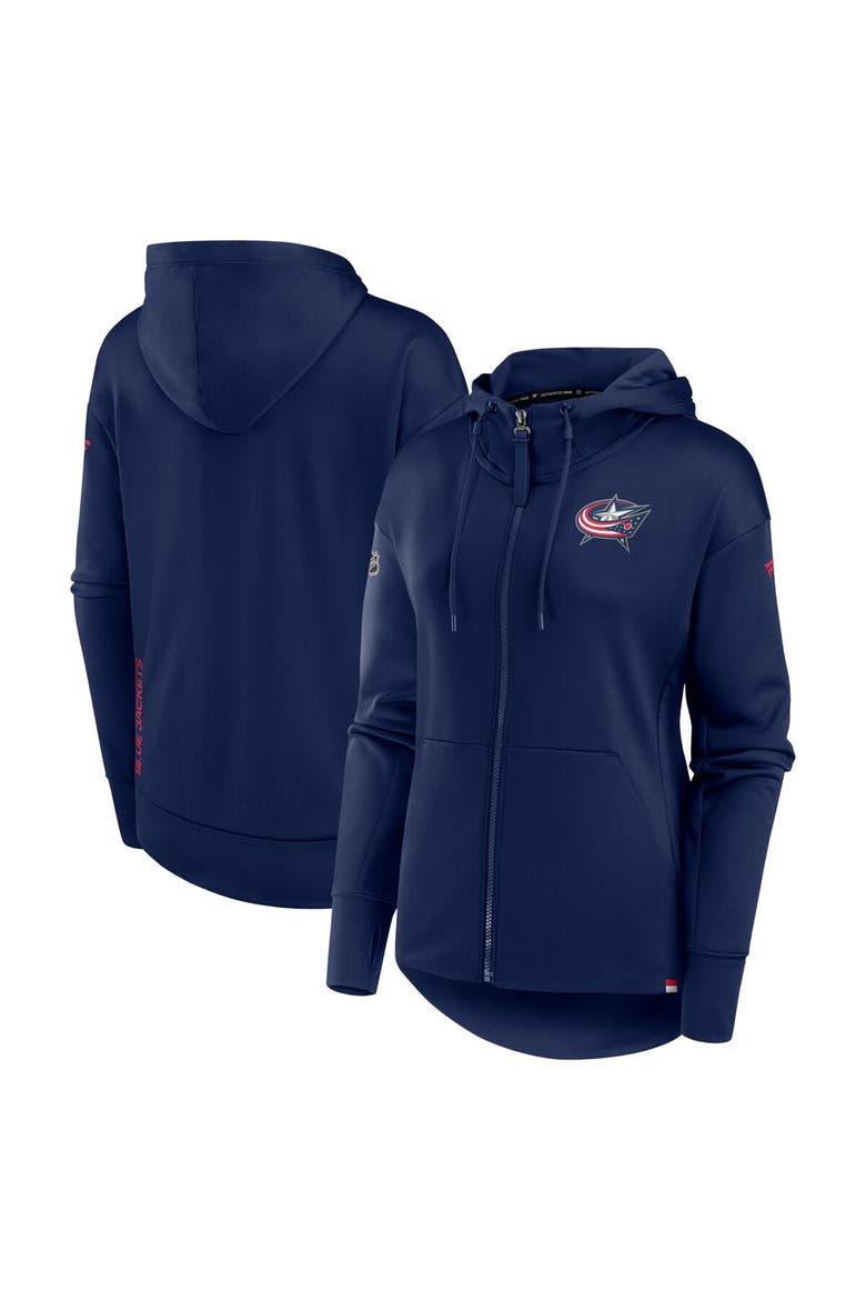 Women's Fanatics Branded  Navy Columbus Blue Jackets Authentic Pro Scuba Full-Zip Hoodie, Main, color, Navy