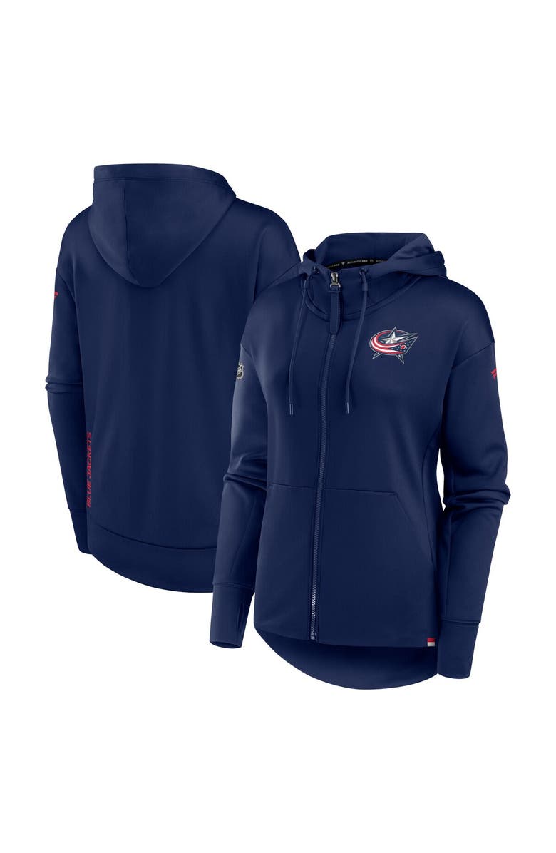FANATICS Women's Fanatics Branded Navy Columbus Blue Jackets Authentic Pro Scuba Full-Zip Hoodie, Main, color,