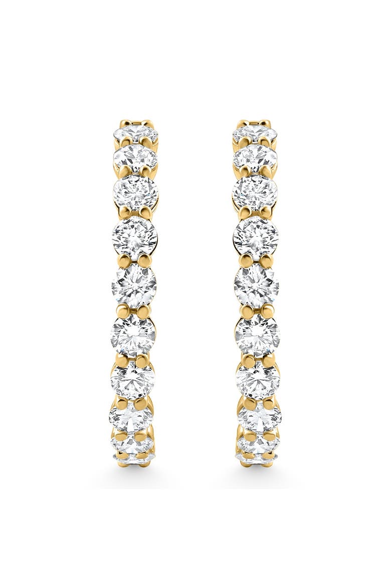 7Ct TW Round Diamond Inside Outside Hoops Vault Lock 14k Gold Lab Grown, Alternate, color, 14k Yellow Gold