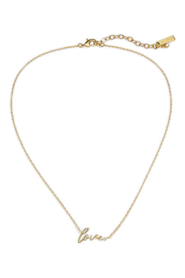 Love Script Pendant Necklace, Alternate, color, GOLD