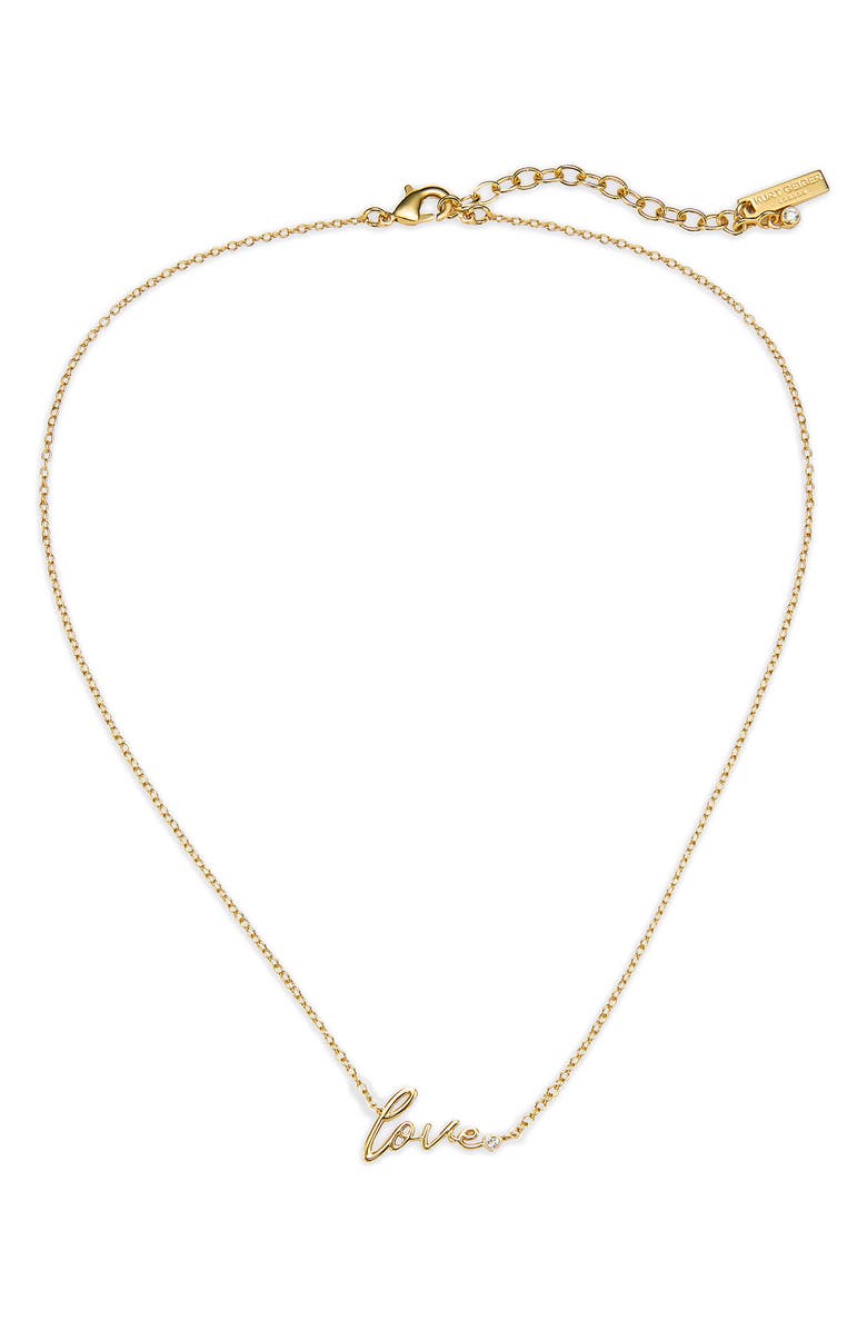 Kurt Geiger London Love Script Pendant Necklace, Alternate, color, Gold