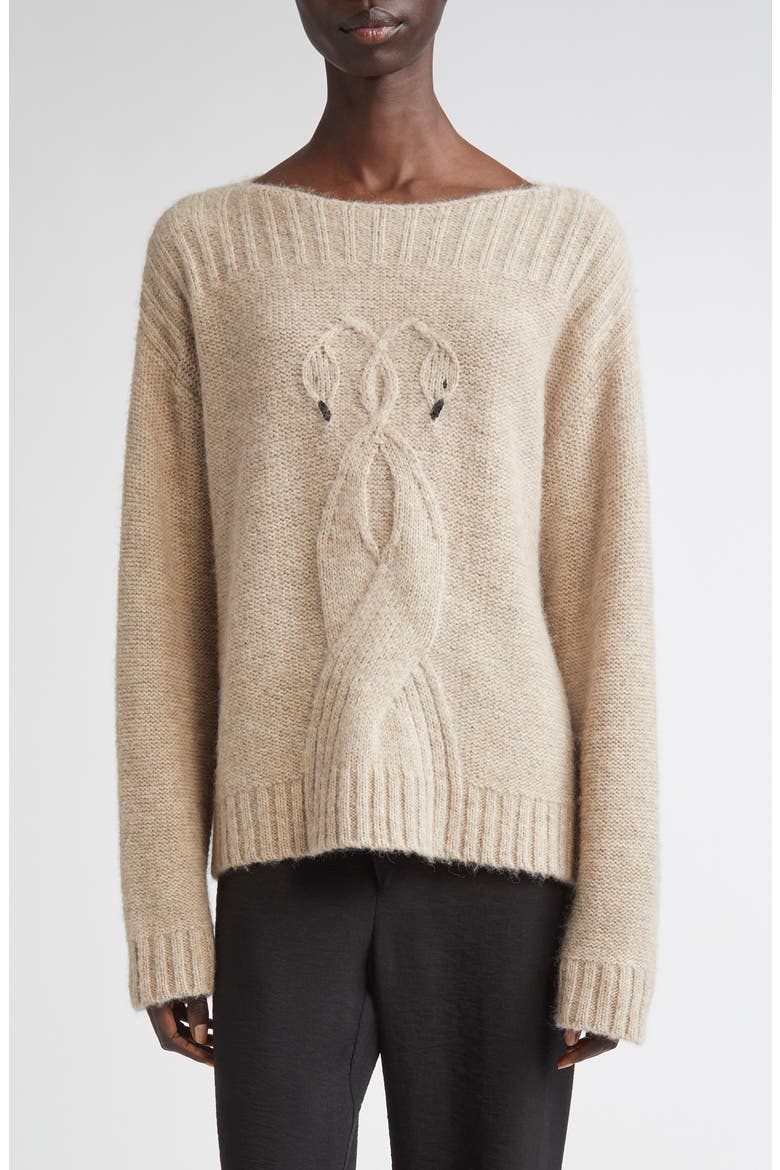 Swan Cable Knit Sweater (Women) | Nordstrom