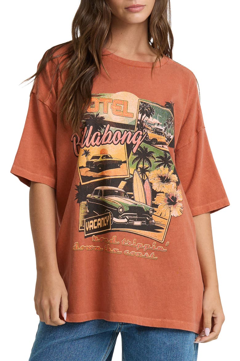 On the Road Cotton Graphic T-Shirt, Main, color, HAZEL