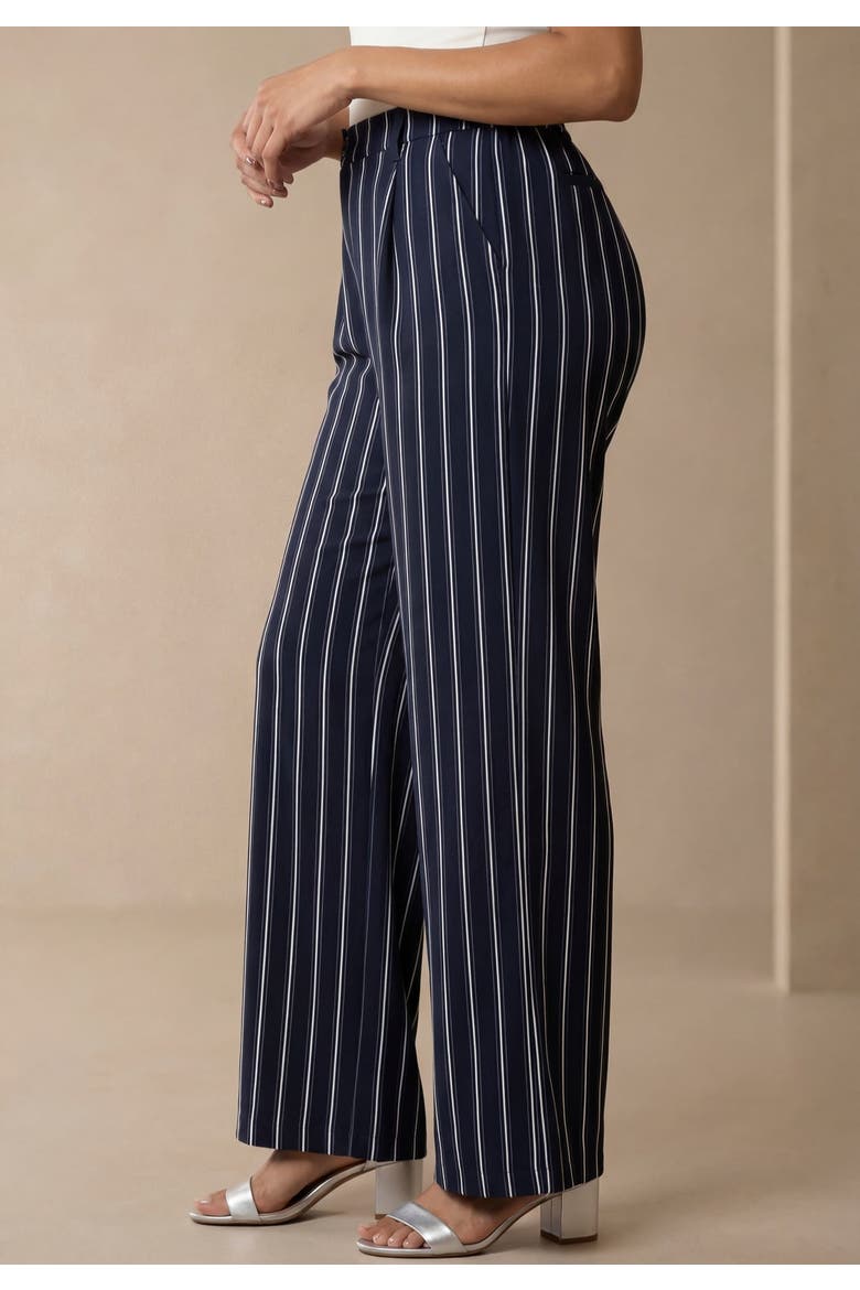 Bi-Stretch Wide Leg Pant, Alternate, color, NAVY TAILORED STRIPE