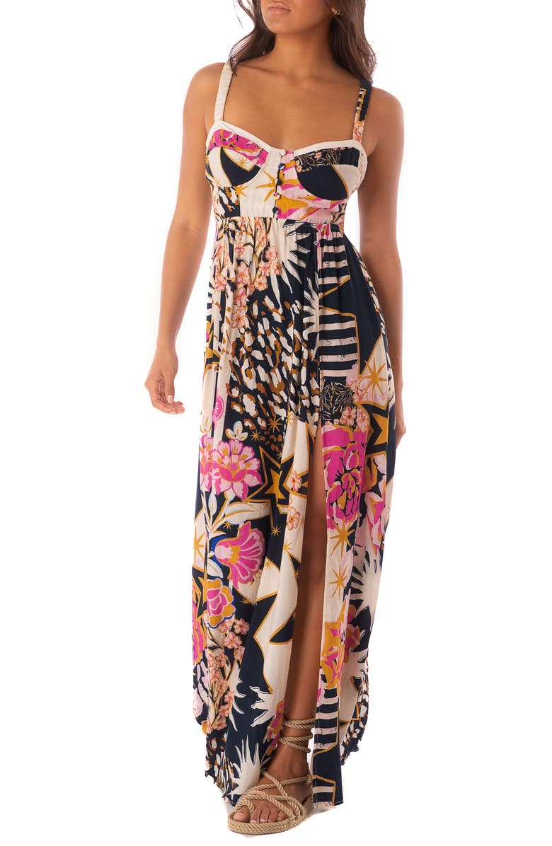 Maaji Patchwork Rose Evangeline Maxi Sundress, Main, color, 