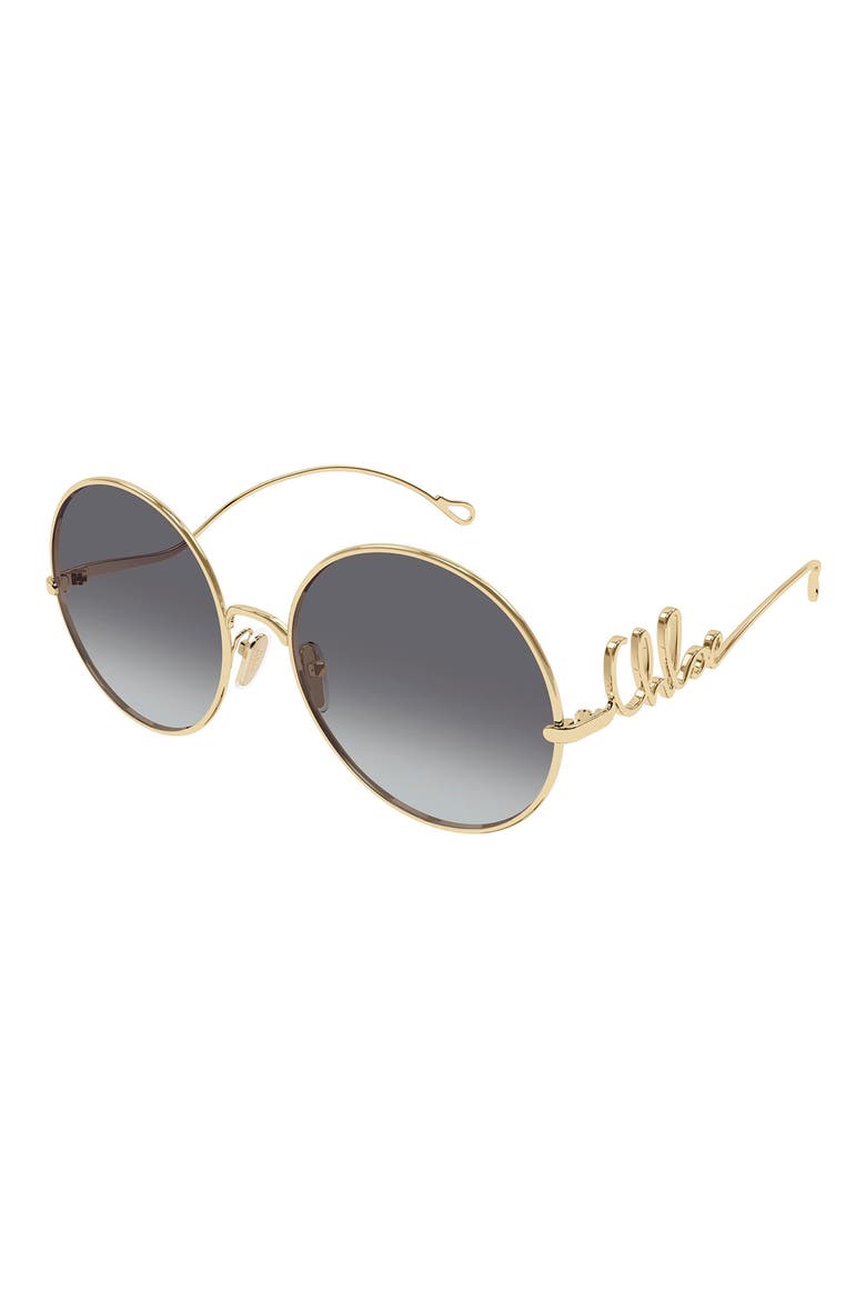 60mm Round Sunglasses, Alternate, color, GOLD/ GREY LENS