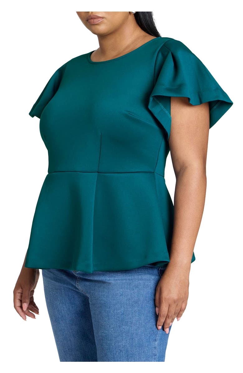 ELOQUII Flare Sleeve Peplum Top, Alternate, color, 