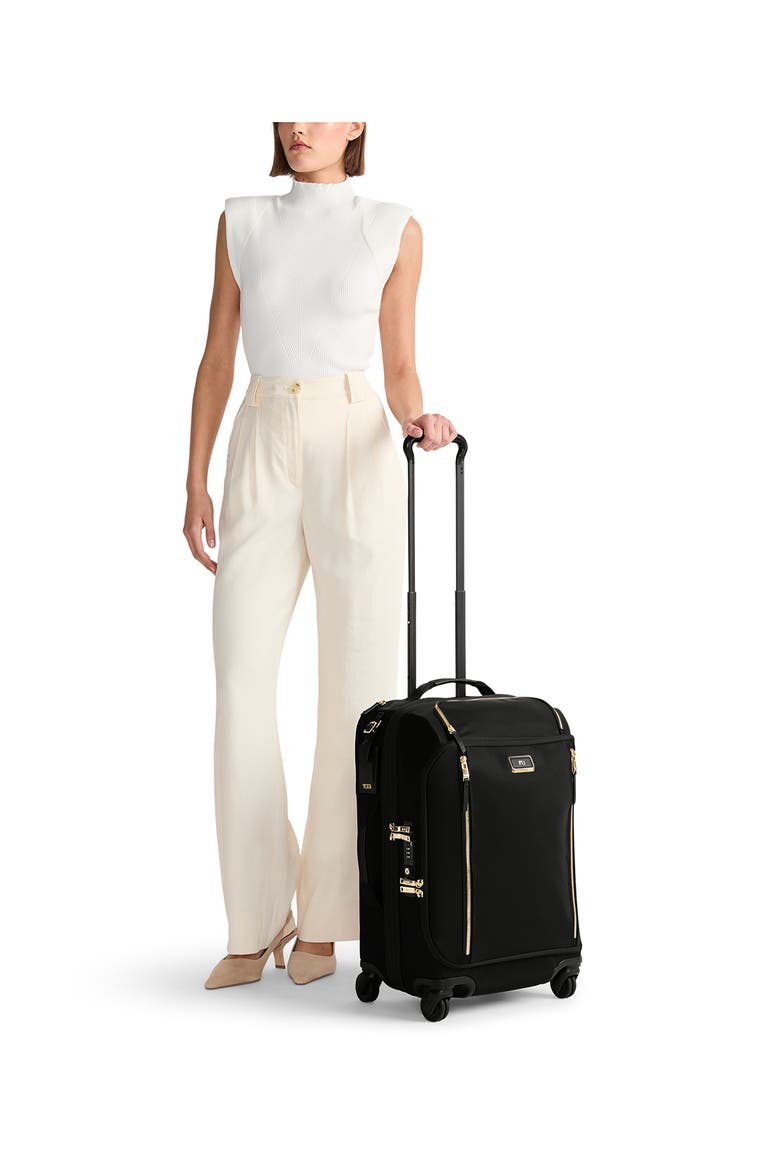 Voyageur Léger Dual Access Expandable Carry-On, Alternate, color, BLACK/ GOLD