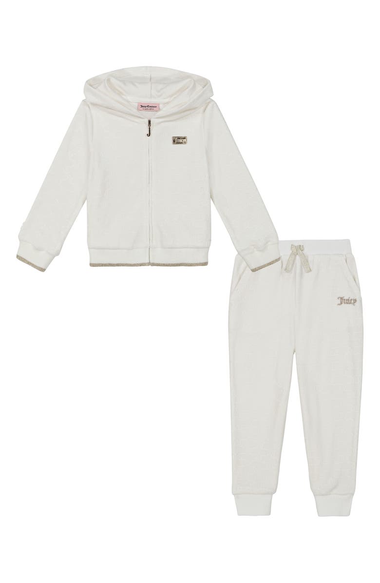 Juicy Couture Kids' Glitz Velour Zip Hoodie & Pants Set, Main, color, 