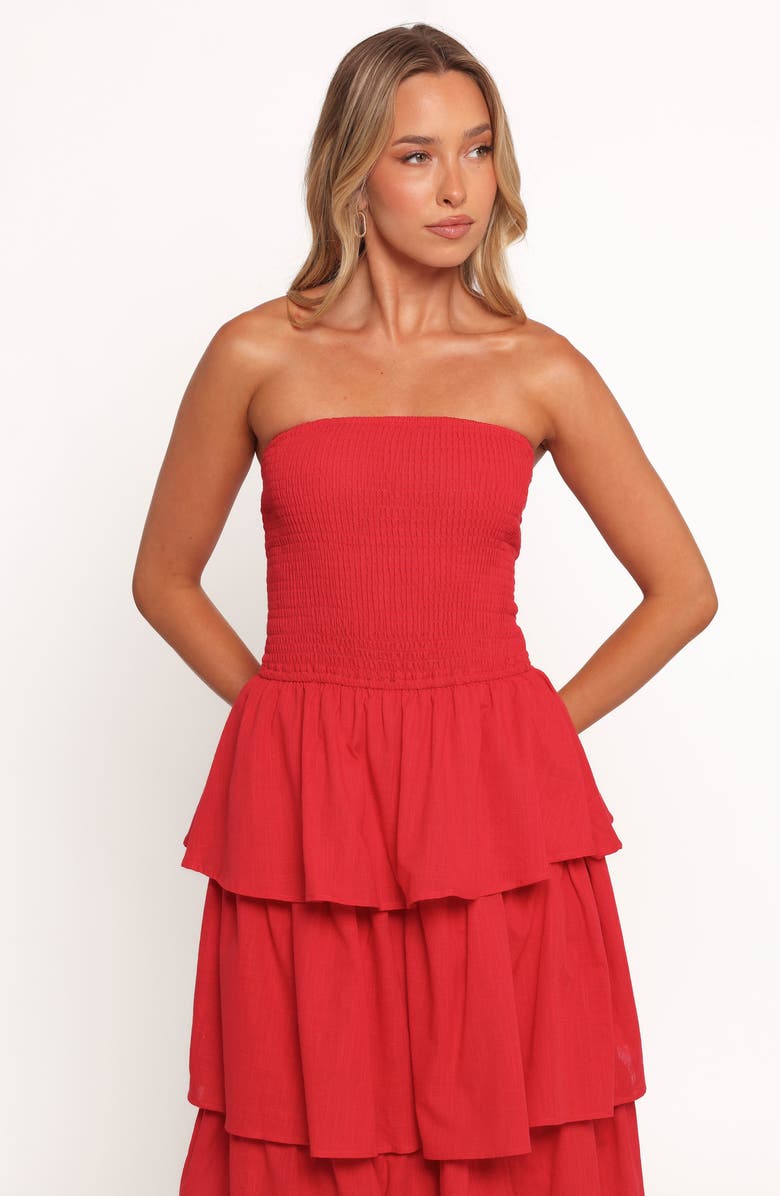 Petal & Pup Arcadia Strapless Maxi Sundress, Alternate, color, Red