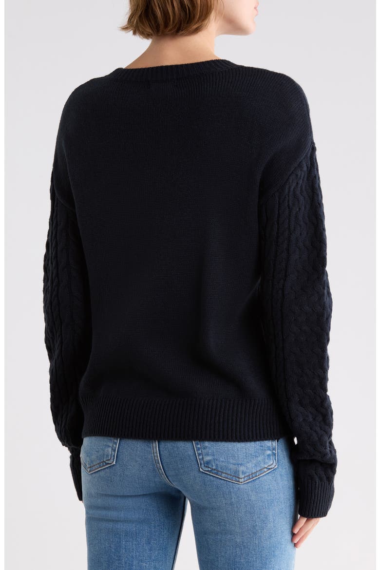 Cable Knit Sweater, Alternate, color, DEEP NAVY