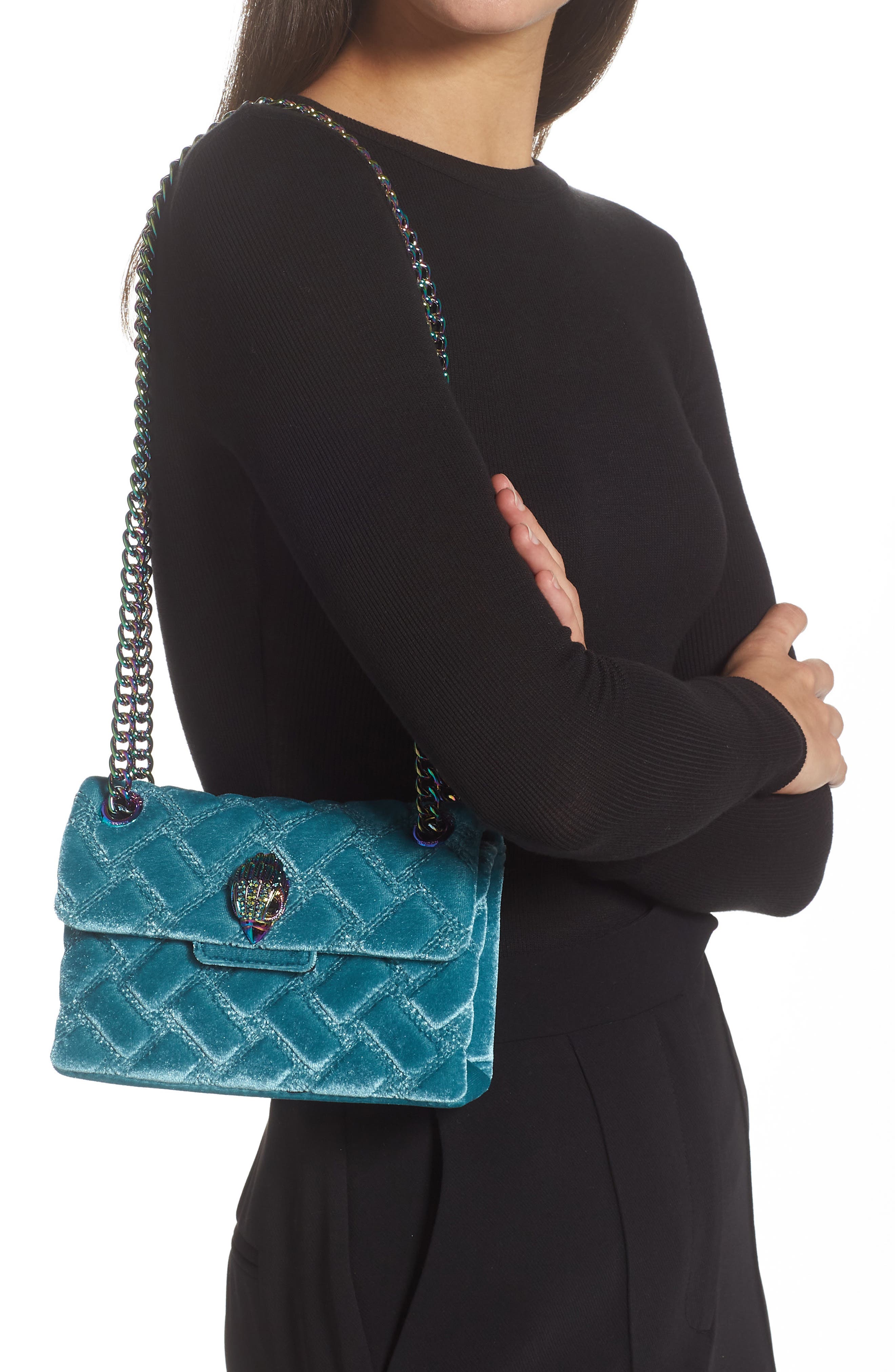 Kurt Geiger London Mini Kensington Velvet Crossbody Bag, Alternate, color, 