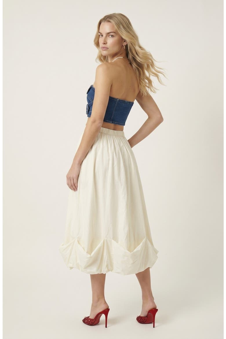 Sculpted Bubble Hem Midi Skirt, Alternate, color, Ivory