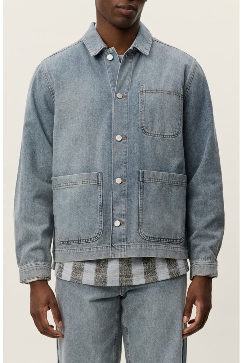 Layton Washed Denim Overshirt, Main, color, LIGHT INDIGO WASH