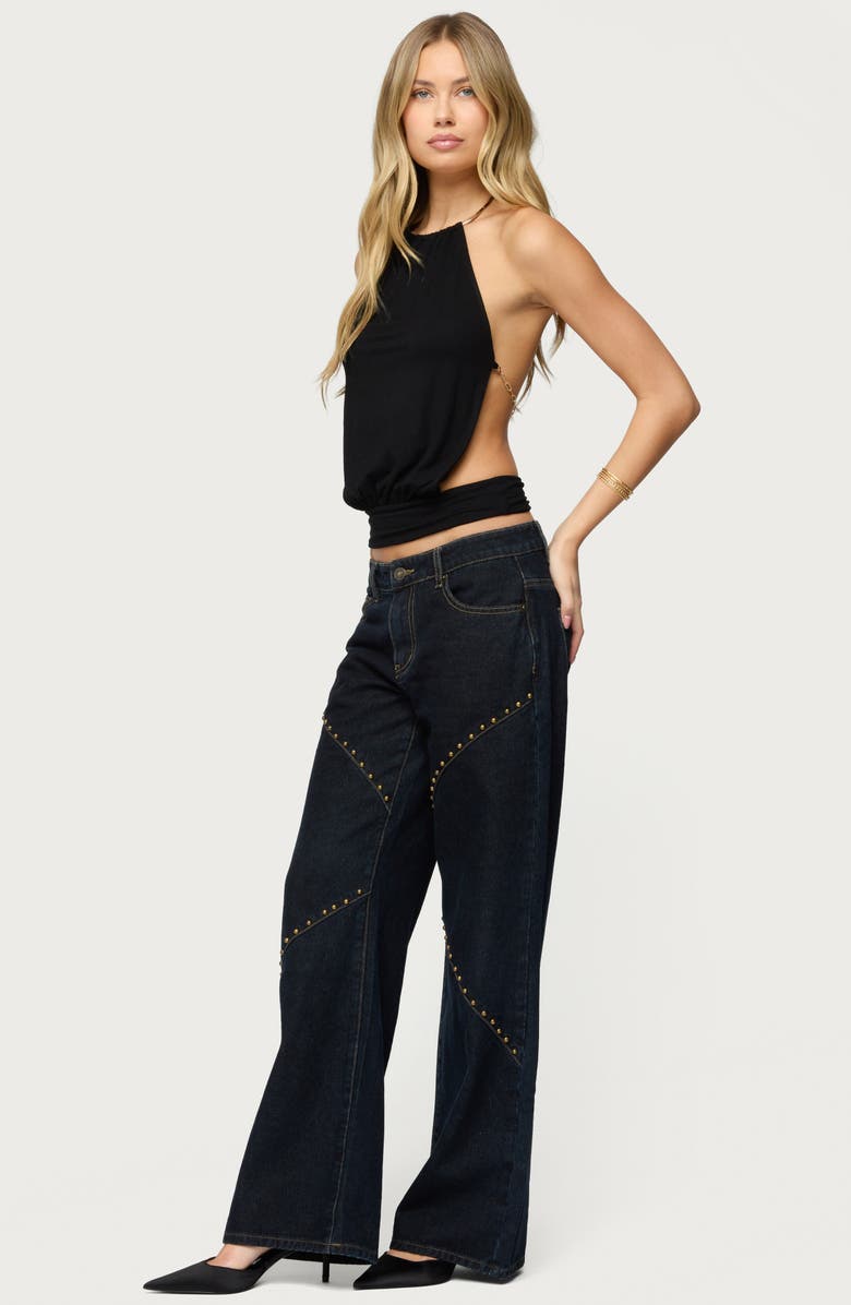 EDIKTED Charla Studded Low Rise Baggy Jeans, Alternate, color, 