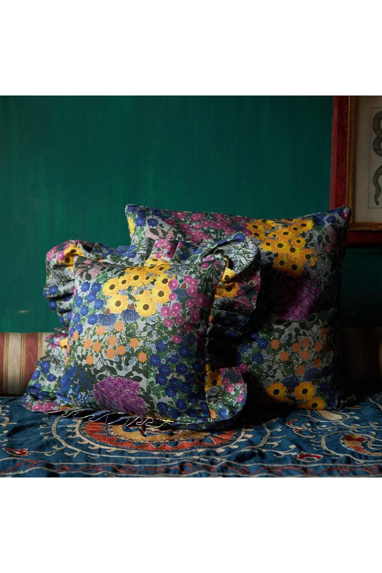 Ruffled Pillow Cover Pré Fleuri - Cover Only, Alternate, color, Blue