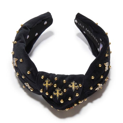 Lele Sadoughi New Orleans Saints Embellished Knotted Headband In Black