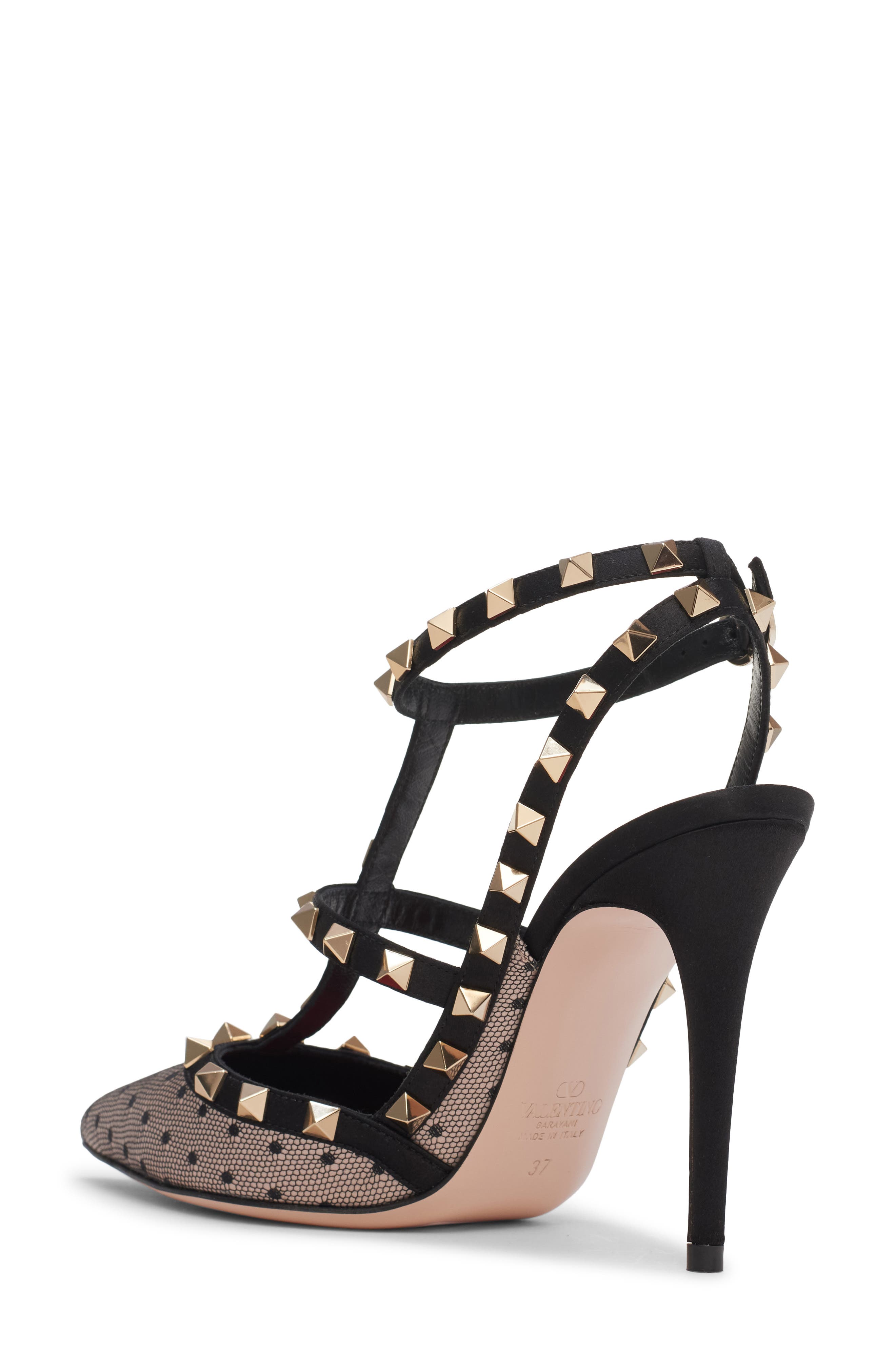 Rockstud Tulle Mesh Pump, Alternate, color, BEIGE/ BLACK
