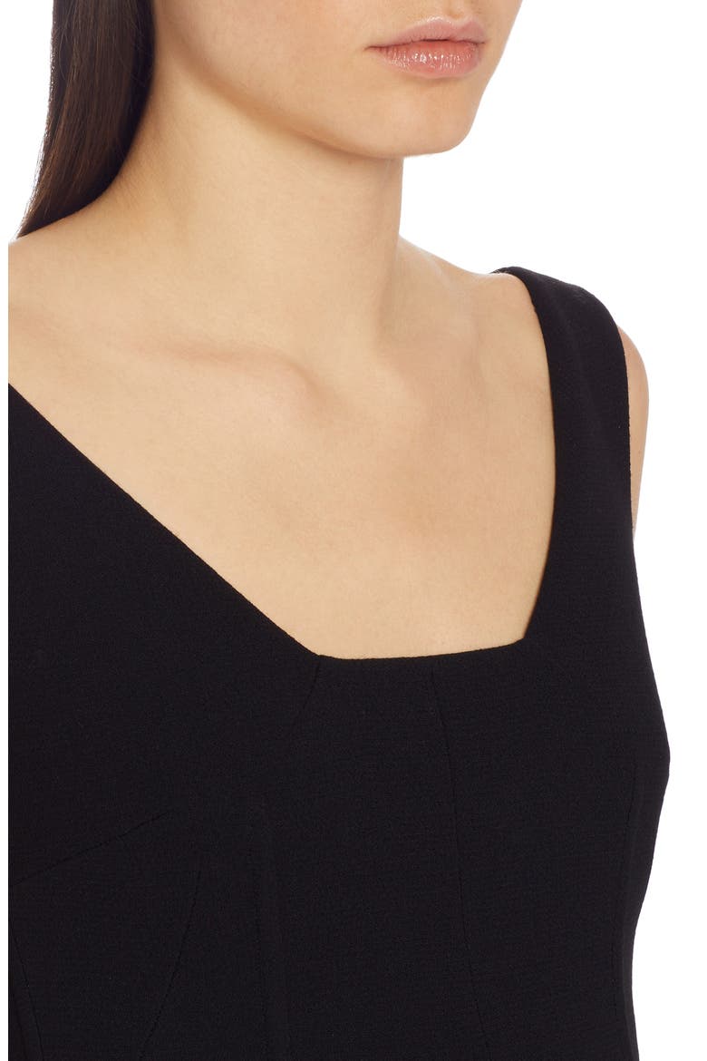 Square Neck Wool Crepe Sheath Dress, Alternate, color, BLACK