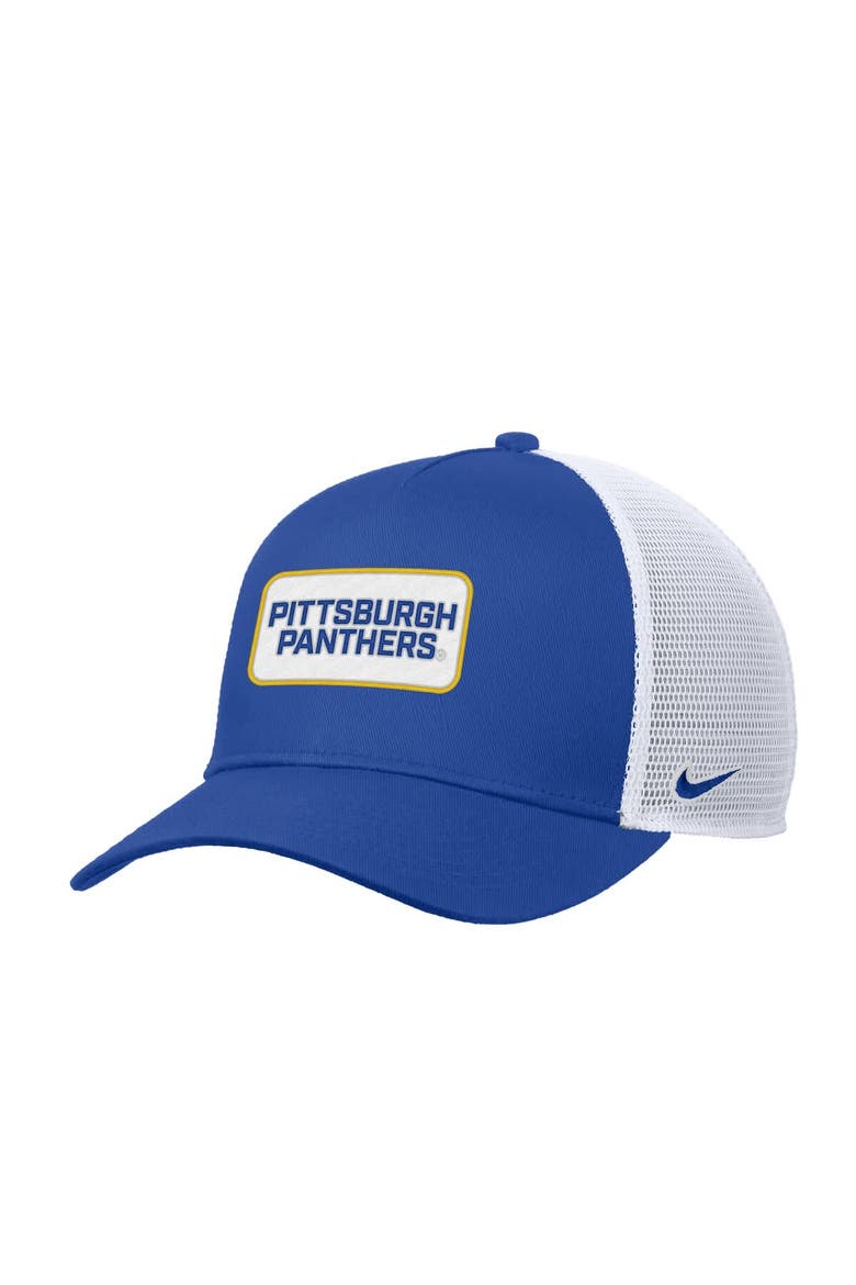 Men's Nike Royal Pitt Panthers 2025 On-Field Rise Trucker Performance Adjustable Hat, Main, color, Royal