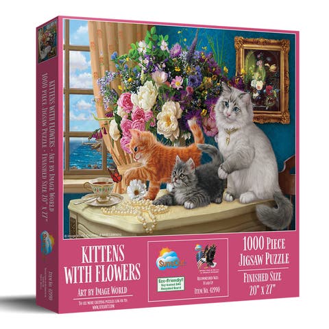 Kittens with flowers 1000 piece Jigsaw Puzzle for Adults