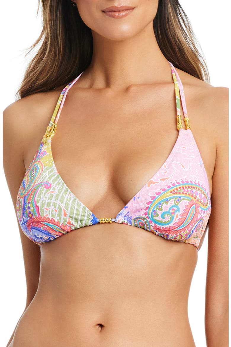 Triangle Bikini Top, Alternate, color, PINK MULTI