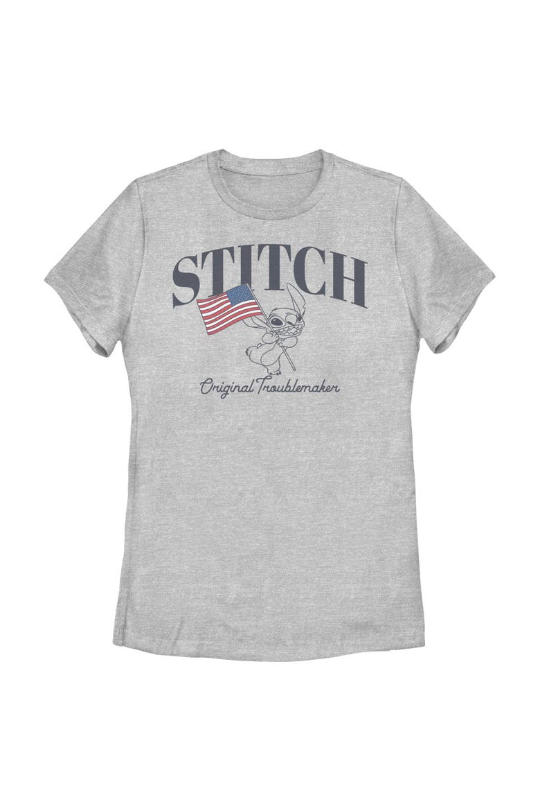 Women's Lilo & Stitch Original American Troublemaker  Graphic T-Shirt, Main, color, Athletic Heather
