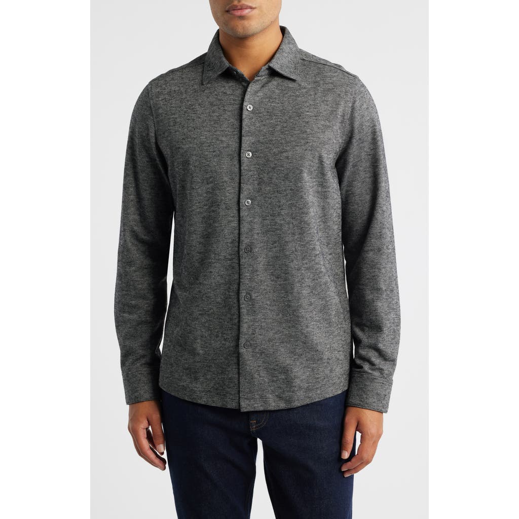 Robert Barakett Alonzo Knit Button-Up Shirt in Grey  product