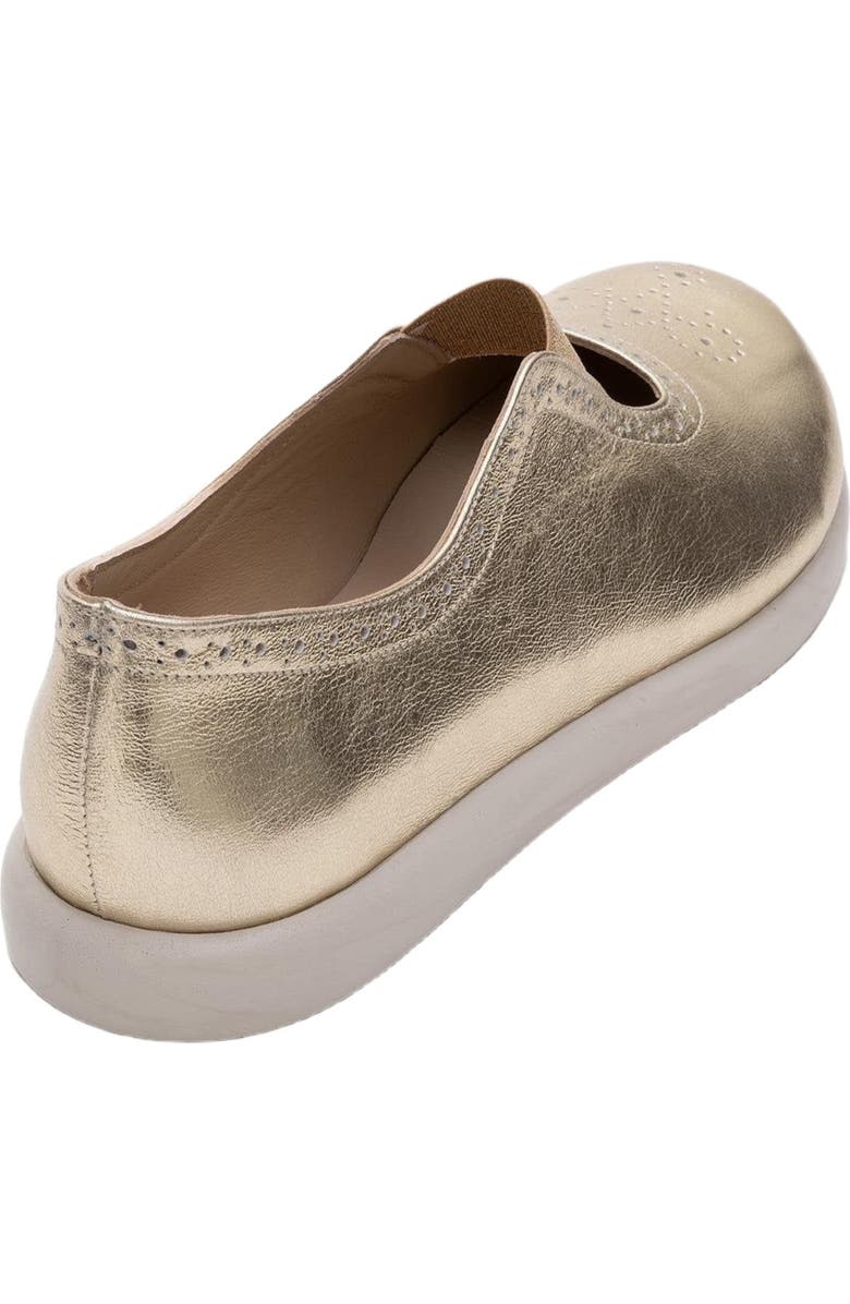 Forever & Always Shoes CHELLE Elastic Leather Flat, Alternate, color, Gold Leather