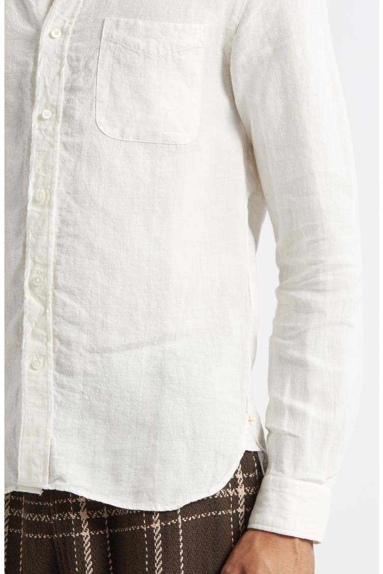Linen Chambray Button-Down Shirt, Alternate, color, WHITE