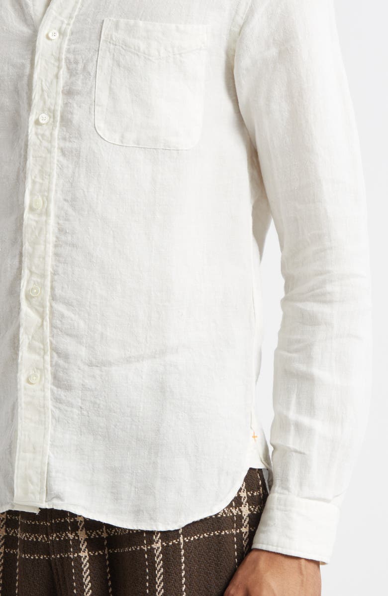 BEAMS Linen Chambray Button-Down Shirt, Alternate, color, White