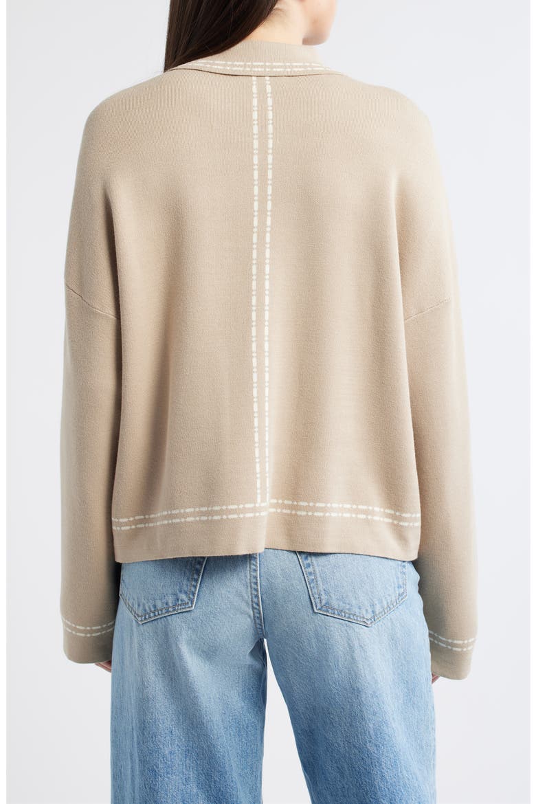 Dot Stripe Collar Cardigan, Alternate, color, STONE/ OFF WHITE