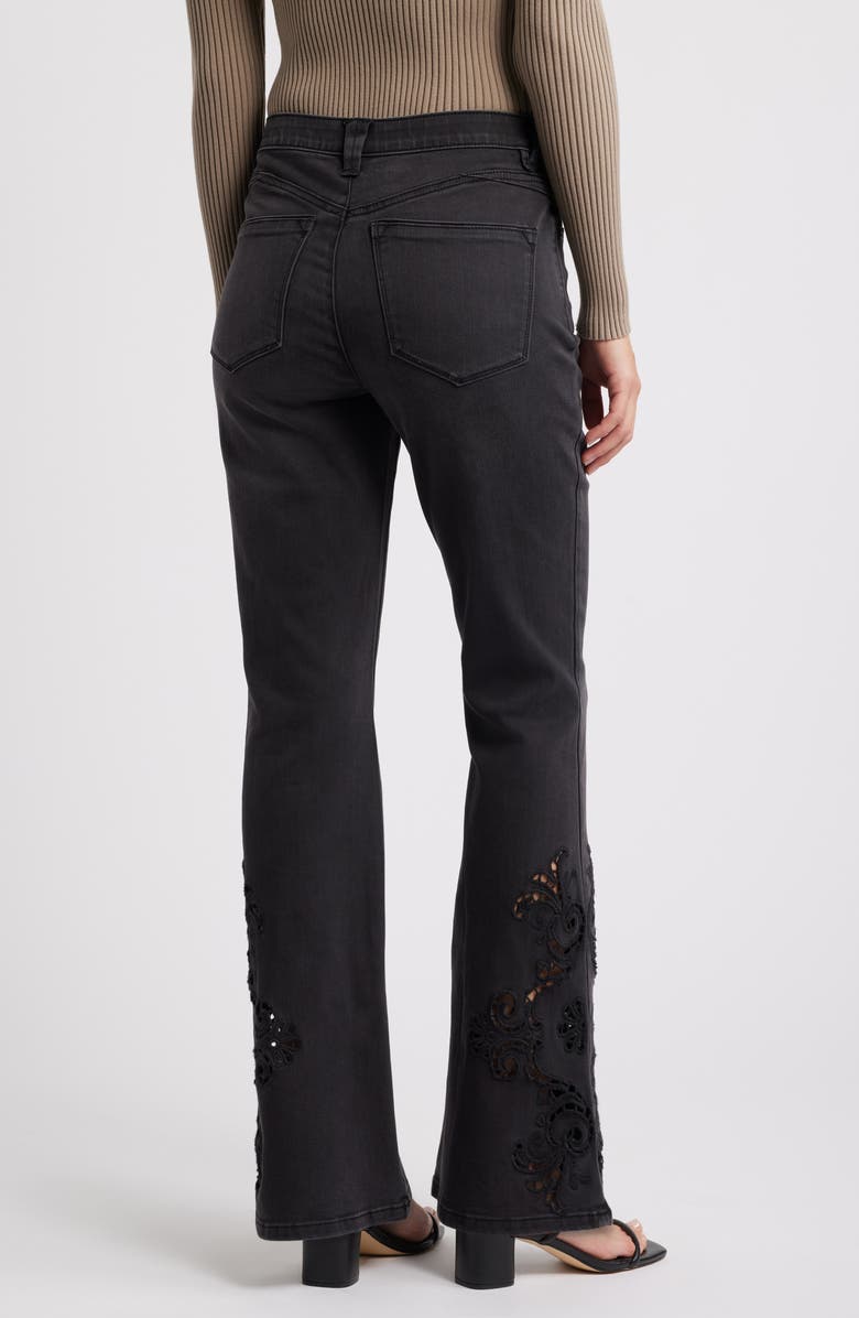 Wit & Wisdom 'Ab'Solution Embroidered High Waist Flare Jeans, Alternate, color, Washed Black