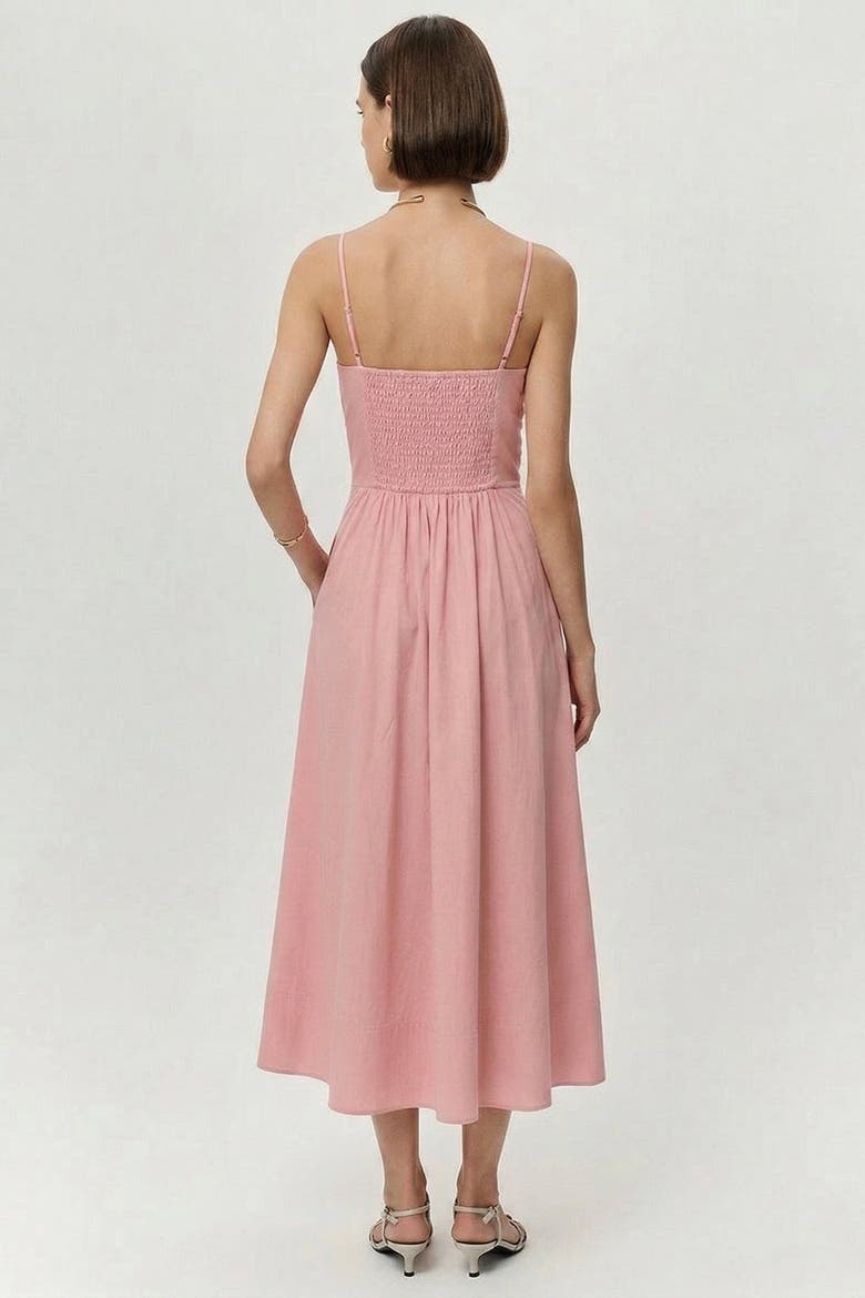 Violet Spaghetti Strap Elastic Waist  Midi Dress, Alternate, color, Pink