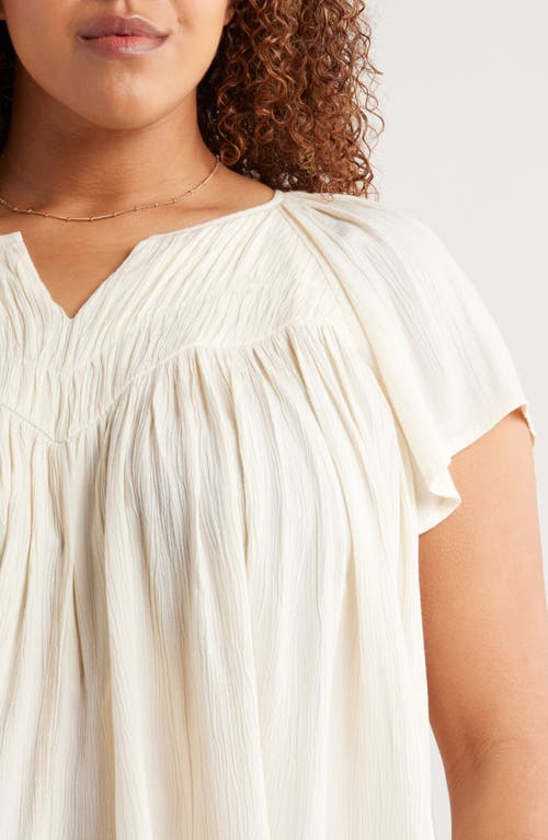 Treasure & Bond Shirred Raglan Sleeve Gauze Top In White