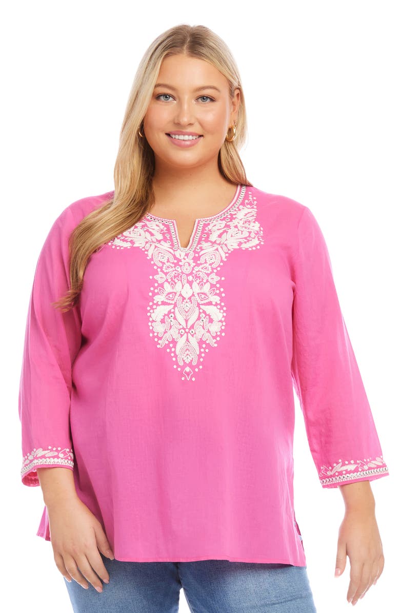 Karen Kane Embroidered Cotton Tunic Top, Alternate, color,