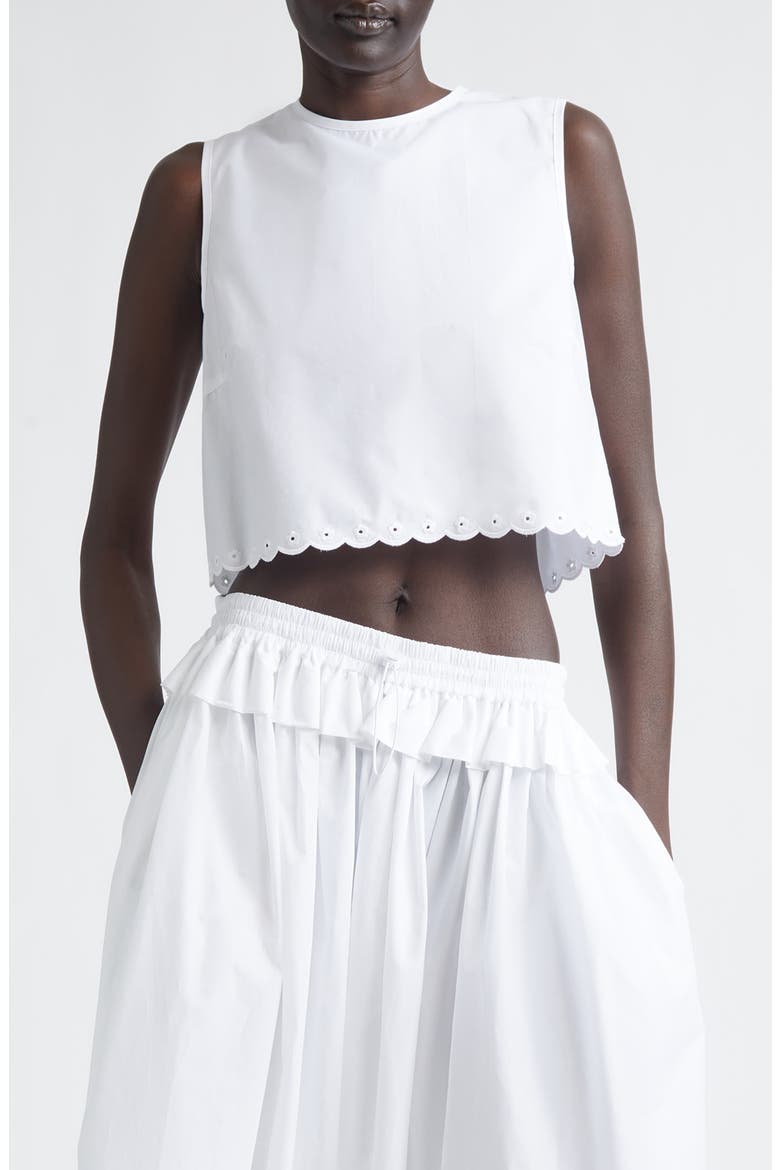 Deeba Broderie Anglaise Cotton Poplin Crop Top, Main, color, WHITE