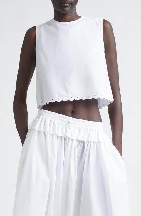 Deeba Broderie Anglaise Cotton Poplin Crop Top