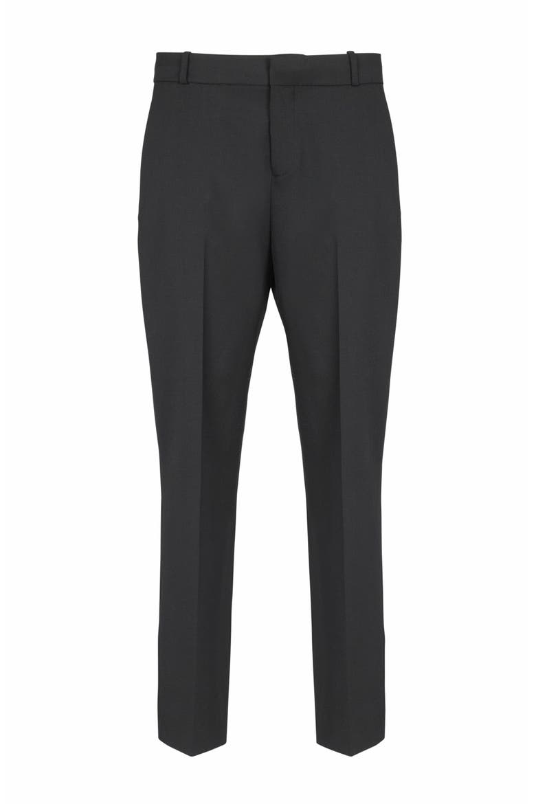 Straight-Leg Tailored Wool Trousers, Alternate, color, Black