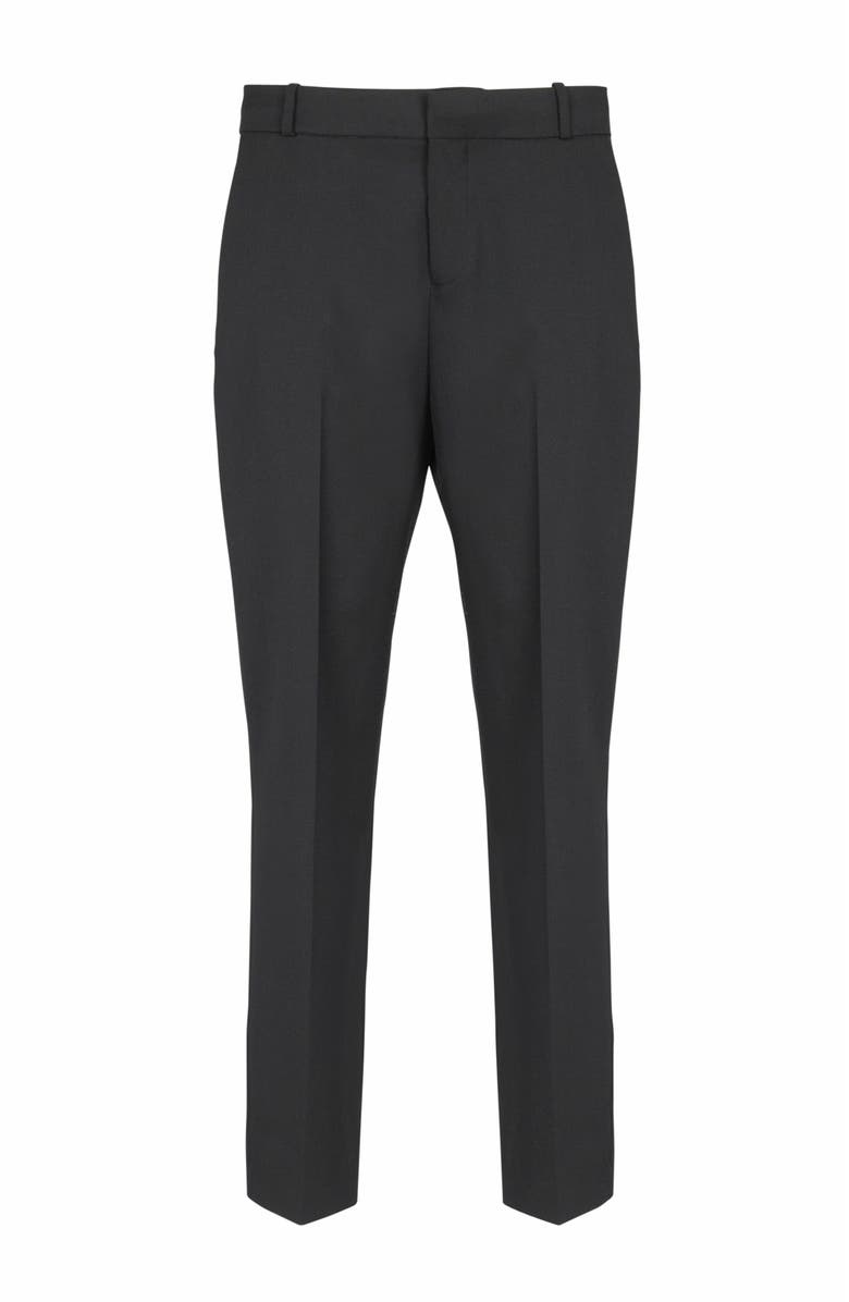 Balmain Straight-Leg Tailored Wool Trousers, Alternate, color, Black