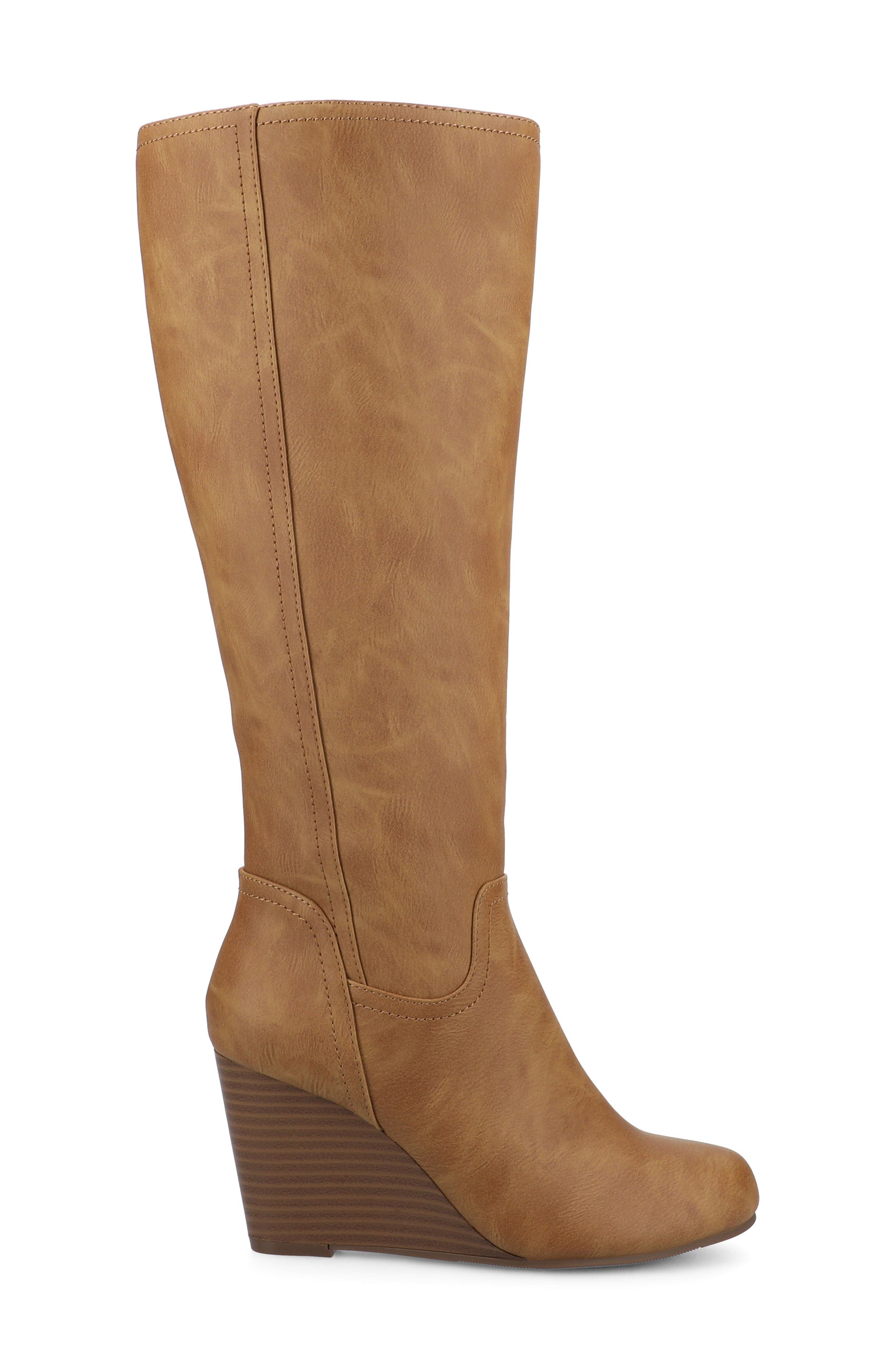 Journee Collection Langly Wedge Heel Tall Boot - Wide Calf, Alternate, color, Tan