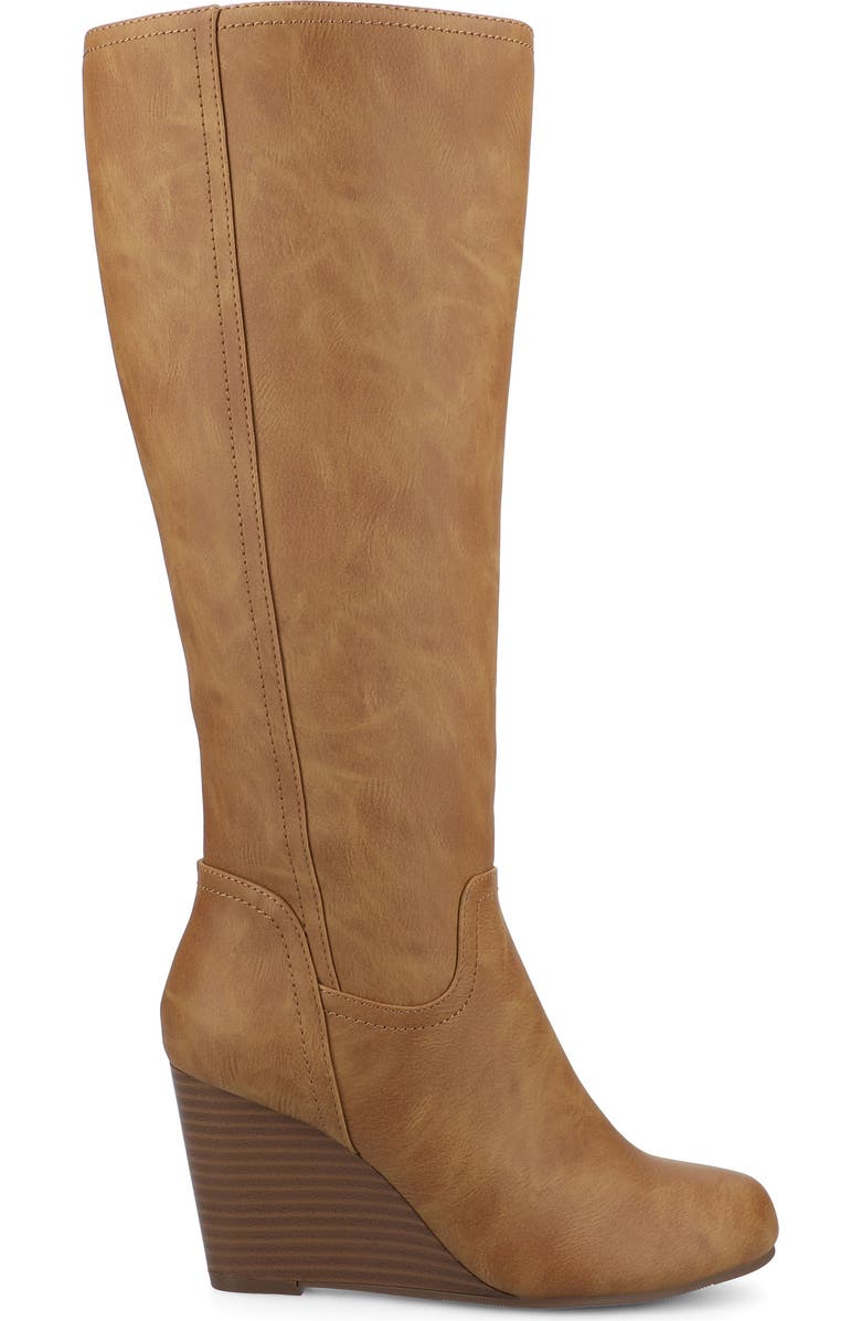 Journee Collection Langly Wedge Heel Tall Boot - Wide Calf, Alternate, color, Tan