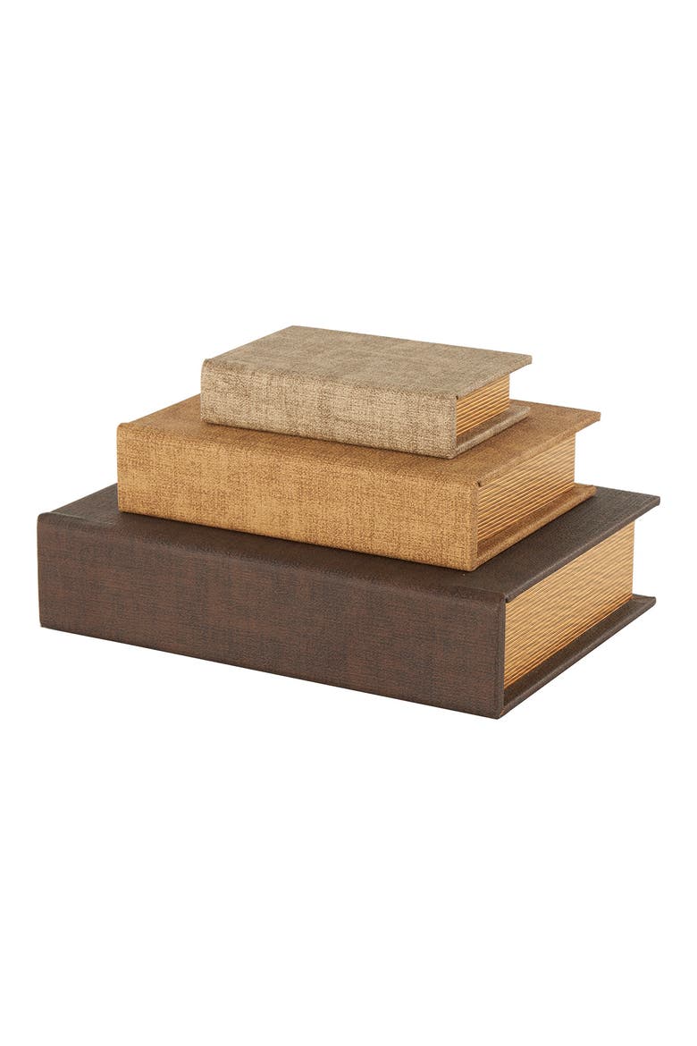 Set of 3 Faux Book Boxes, Alternate, color, MULTI COLORED