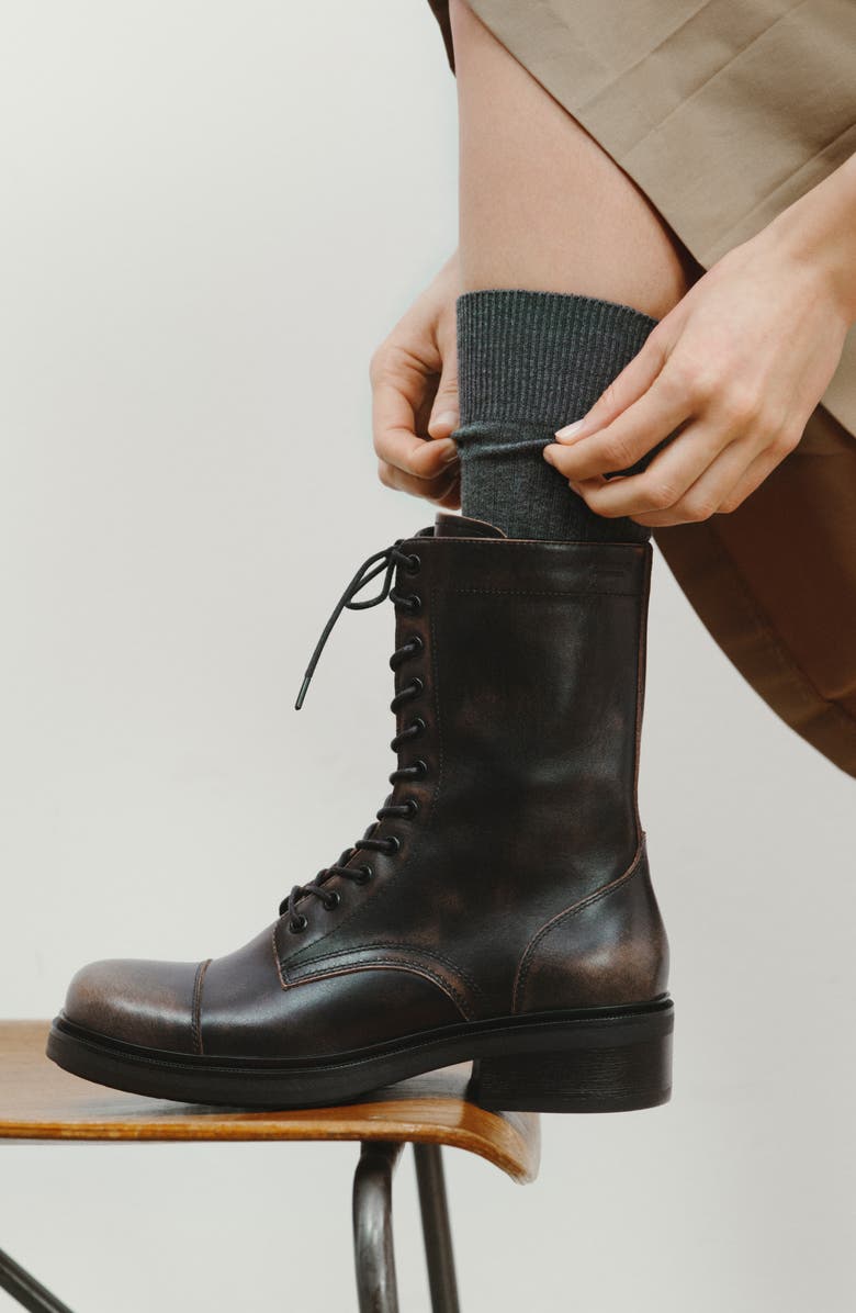 Vagabond Shoemakers Karlie Lace-Up Cap Toe Bootie, Alternate, color, Brown Leather