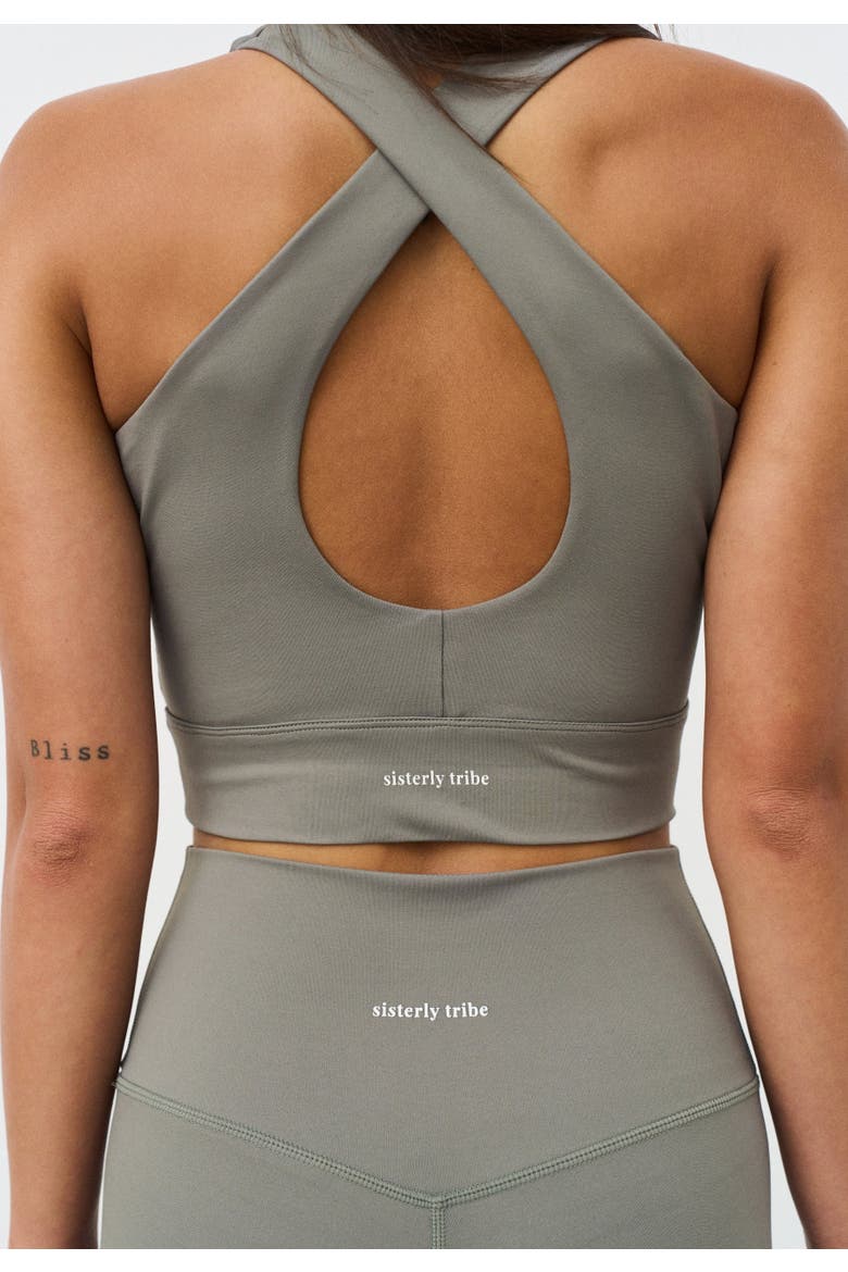 Softsculpt V-Neck Cross Back Bra, Alternate, color, Dark Olive