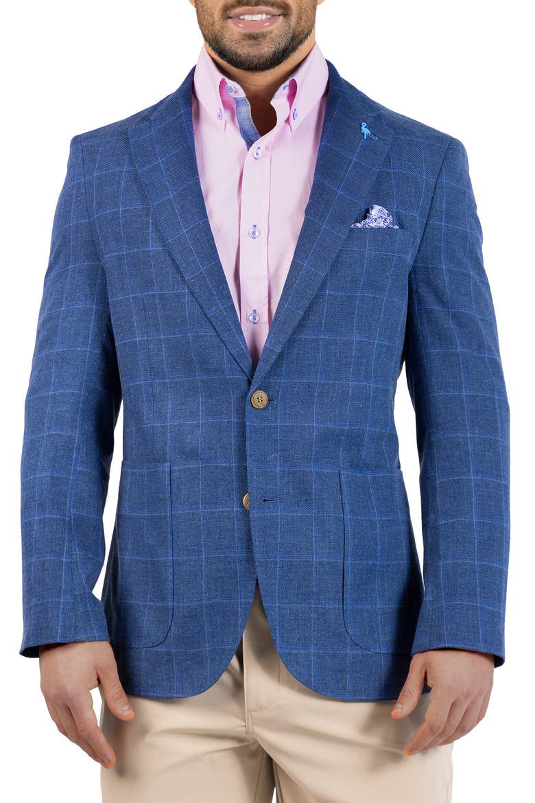 Melange Yarn Dyed Windowpane Sport Coat, Main, color, DENIM