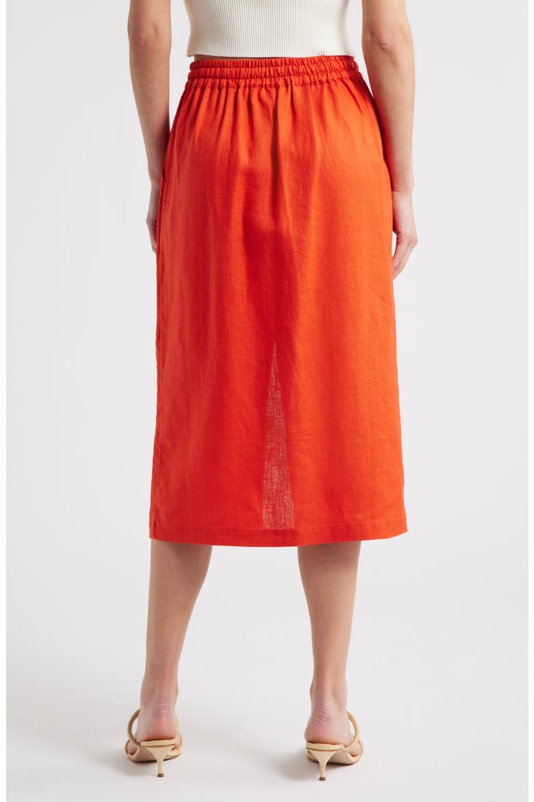 Maisie Linen Midi Skirt, Alternate, color, AURORA RED