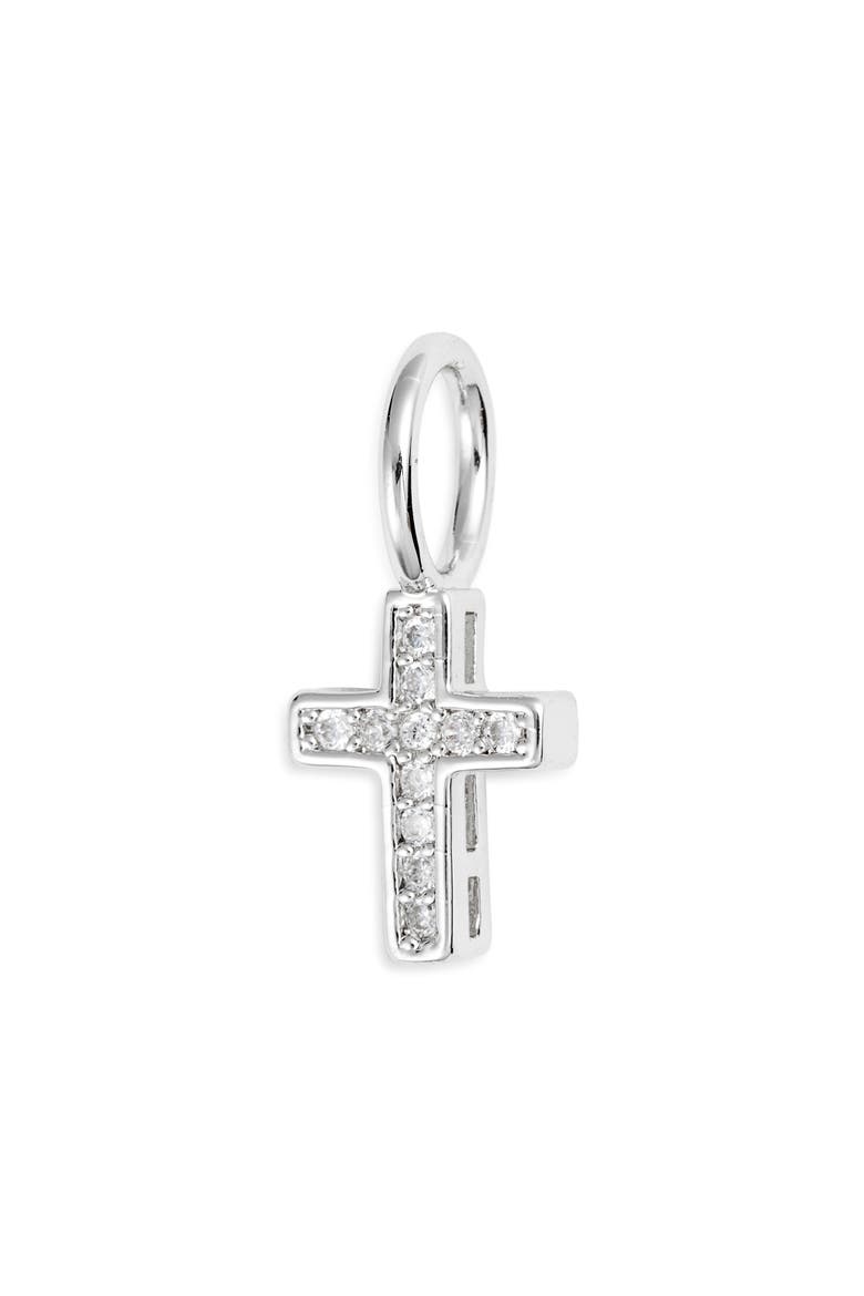 Crystal Cross Charm, Main, color, SILVER