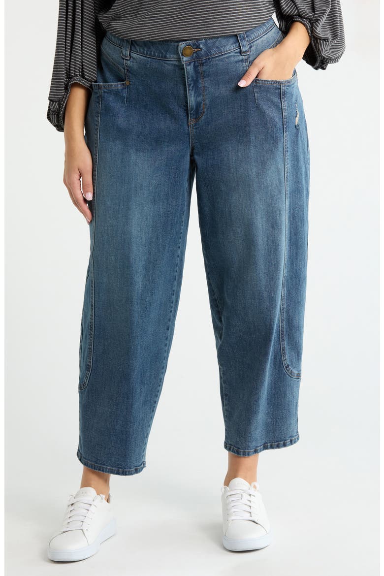 High Waist Ankle Barely Barrel Jeans, Main, color, MID BLUE ARTISANAL