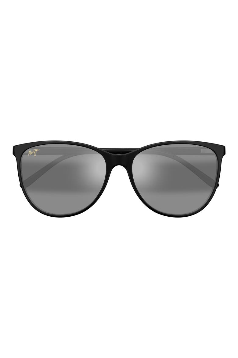 Rose Ocean 57mm Gradient Polarized Cat Eye Sunglasses, Main, color, BLACK